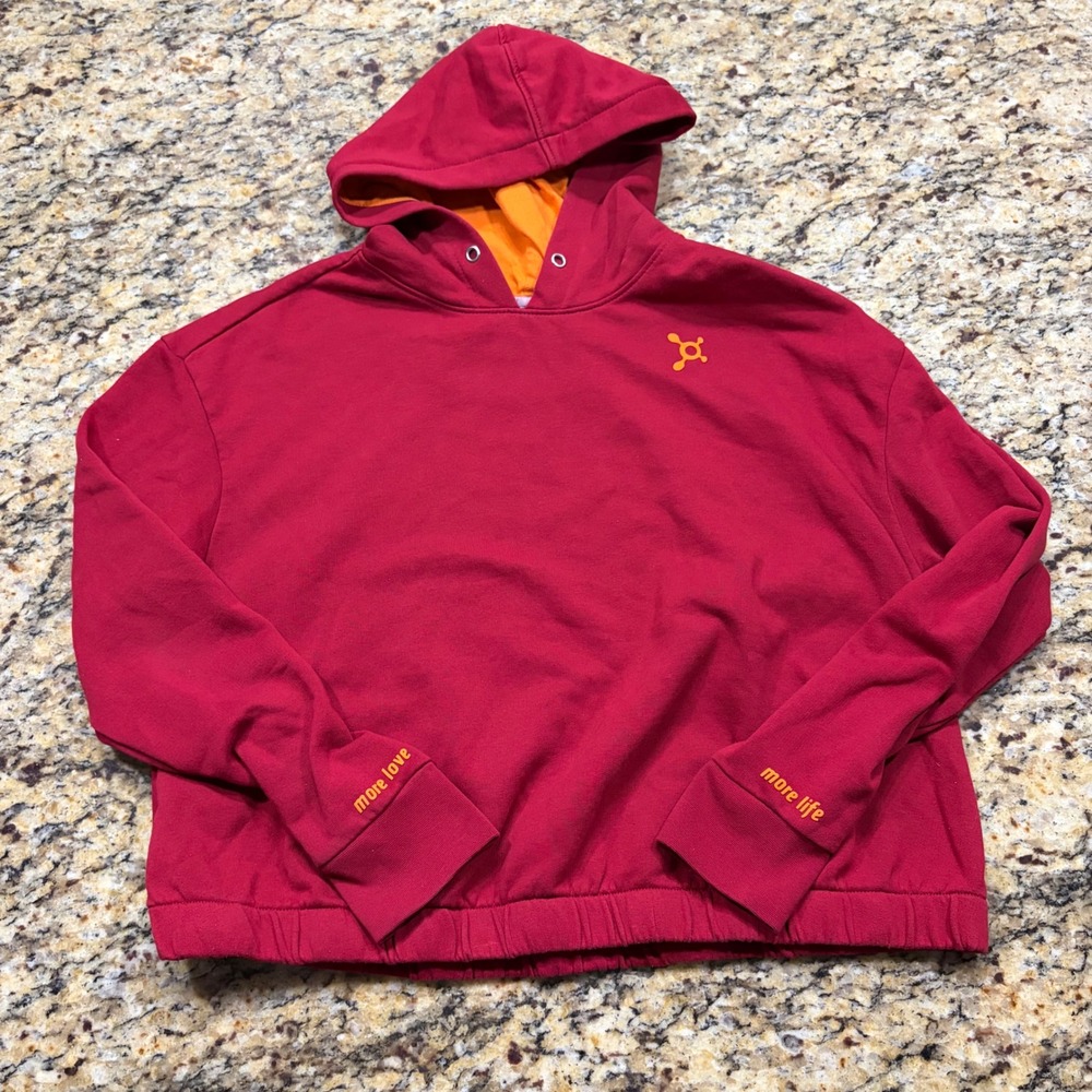 Orangetheory Fitness Women Red More Love More Life Cropped Hoodie Sweatshirt S